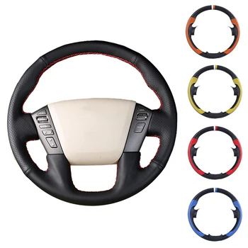 

Black Artificial Leather Car Steering Wheel Cover Hand-stitched DIY for Nissan Patrol 2011-2017 Infiniti QX56 2011-2013 QX80
