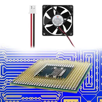 

80x80x25mm Low Noise DC 5V 0.2A Built-in Temperature Sensor Durable Cooling Fan Radiator Heat Sink Air Cooler for PC Computer