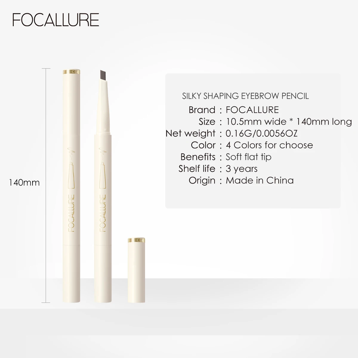 FOCALLURE 초미세 삼각형 눈썹 펜슬, 슬라이딩 가능한 방수 정밀 눈썹 디파인더, 오래 지속되는 틴트 전문 눈 메이크업