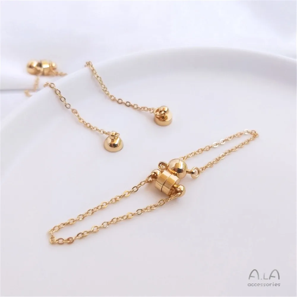 14K Gold Plated Drop proof magnet clasp Diy bracelet necklace with O-chain safety end clasp