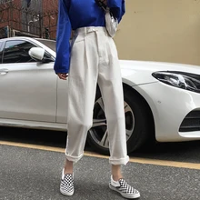 Mazefeng Новинка весна осень винтажные джинсы женские до щиколотки консервативный Стиль Джинсы женские свободные повседневные Прямые тонкие брюки