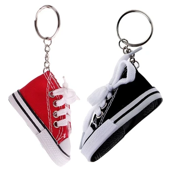 

2x Fashion Shoe Pendant Keychain Canvas and Plastic Keychain Gift - Black & Red