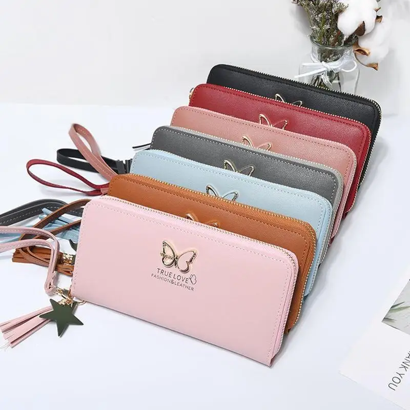 

1 Pcs Fashion New Women Wallet Butterfly Hollow Hardware Lady Clutch Large Capacity Multifunction Zip Long Coin Purse
