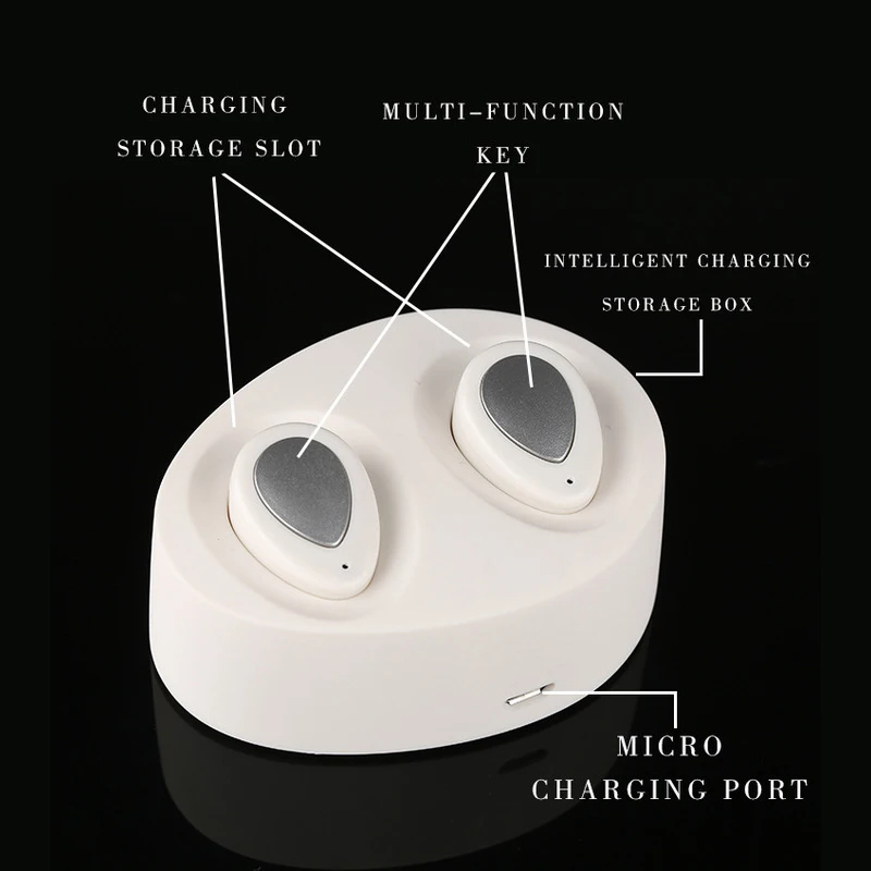 Dianxien TWS K2 Binaural Wireless Sports Mini Bluetooth Headset Ear Charging Base Subwoofer Effect Android Universal