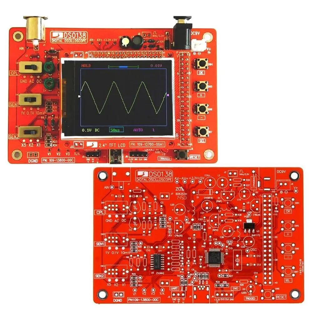 DSO138 2," TFT Ручной карманный цифровой осциллограф комплект припаянный на поверхности+ акриловый чехол для DIY чехол оболочка для DSO138