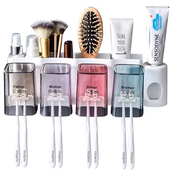 

Multifunctional Toothbrush Holder and Mouthwash Cup Set Punch-free Tooth Cup Holder Toothpaste Squeezer Tooth Holder Wash Cup