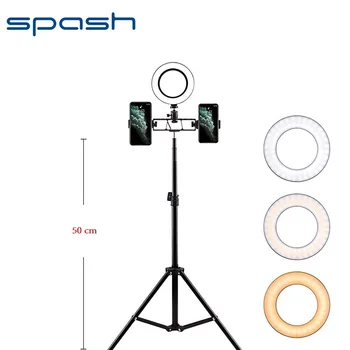 

spash Ring Lamp 6 inch Ring Light USB Dimmable Ring Lamps LED ring light with Phone Holder and 50cm Tripod for Youtube video