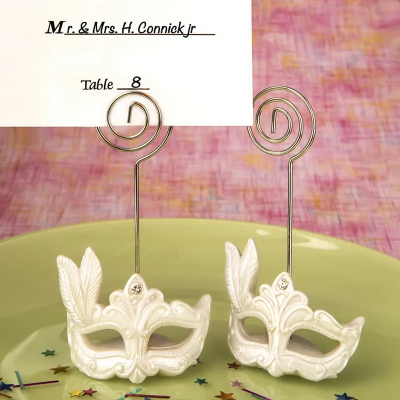 12pcs Mardi Gras Masked Theme Place Card Holder Wedding Favors