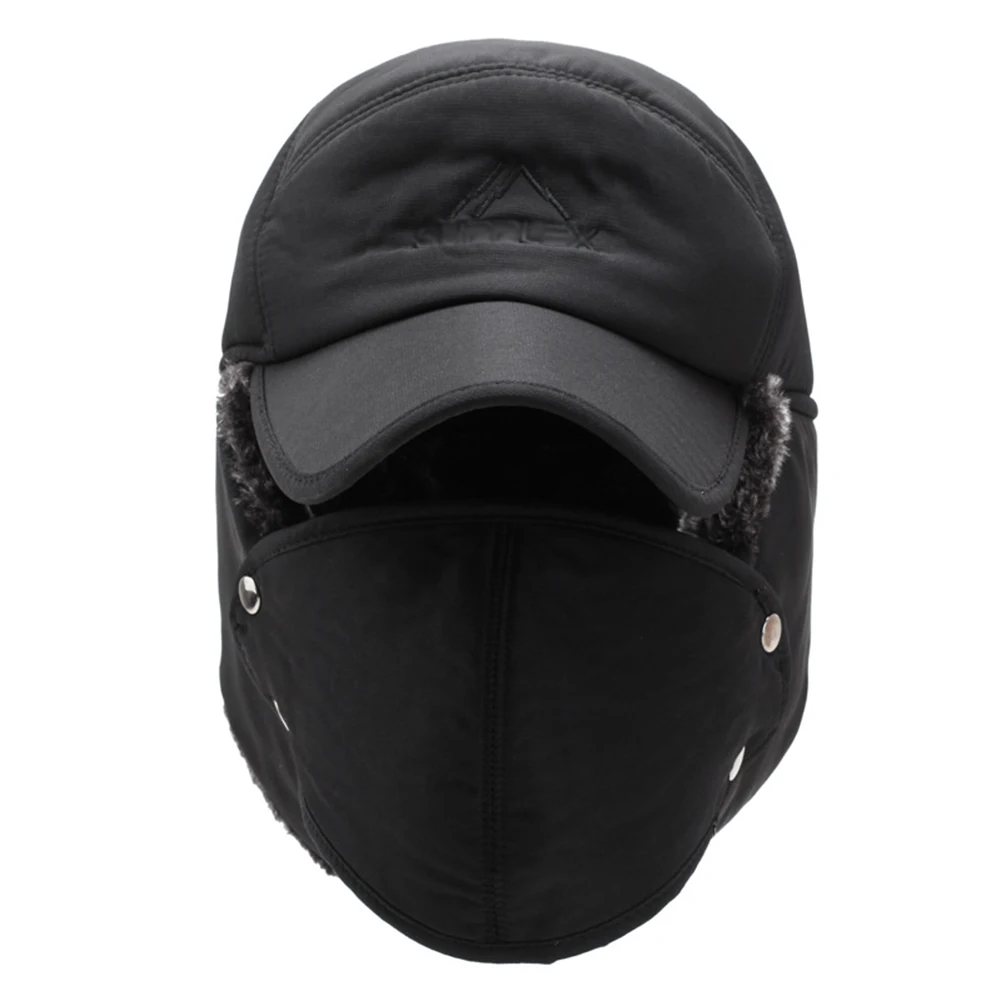 Chapéu dos Homens da Pele do Falso Chapéus com Aba de Orelha Máscara à Prova de Vento Unissex Inverno Quente Trapper Trooper Bombardeiro Neve Esqui Boné Caça Novo O15 1 Cheap Boné trilha
