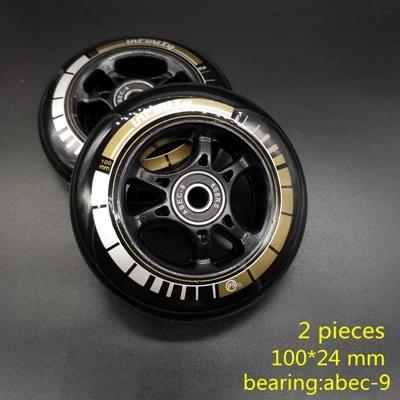 Колеса скутера 100*24 мм 2 шт./лот подшипники ABEC-9 110*24 мм - Цвет: black 100mm