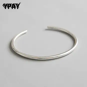 

YPAY Genuine 925 Sterling Silver Bangles for Women Korean Open Cuff Bangle Fine Accessories Jewelry Ladies Gifts YMB047