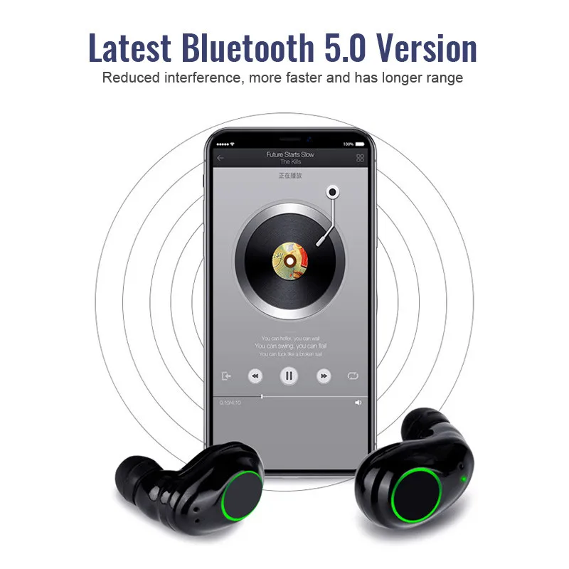 Wireless Bluetooth 5.0 Earphone Waterproof Earbuds In-Ear Headset for Phone Samsung Huawei LG Bluetooth-enabled Devices