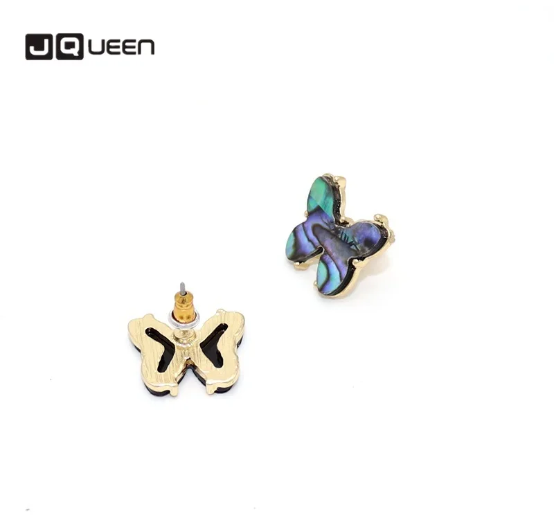 

2019 Original Design Stud Earrings American Style Jewelry Butterfly-shaped Abalone Shell Inlaid Alloy Beautiful Small Earrings