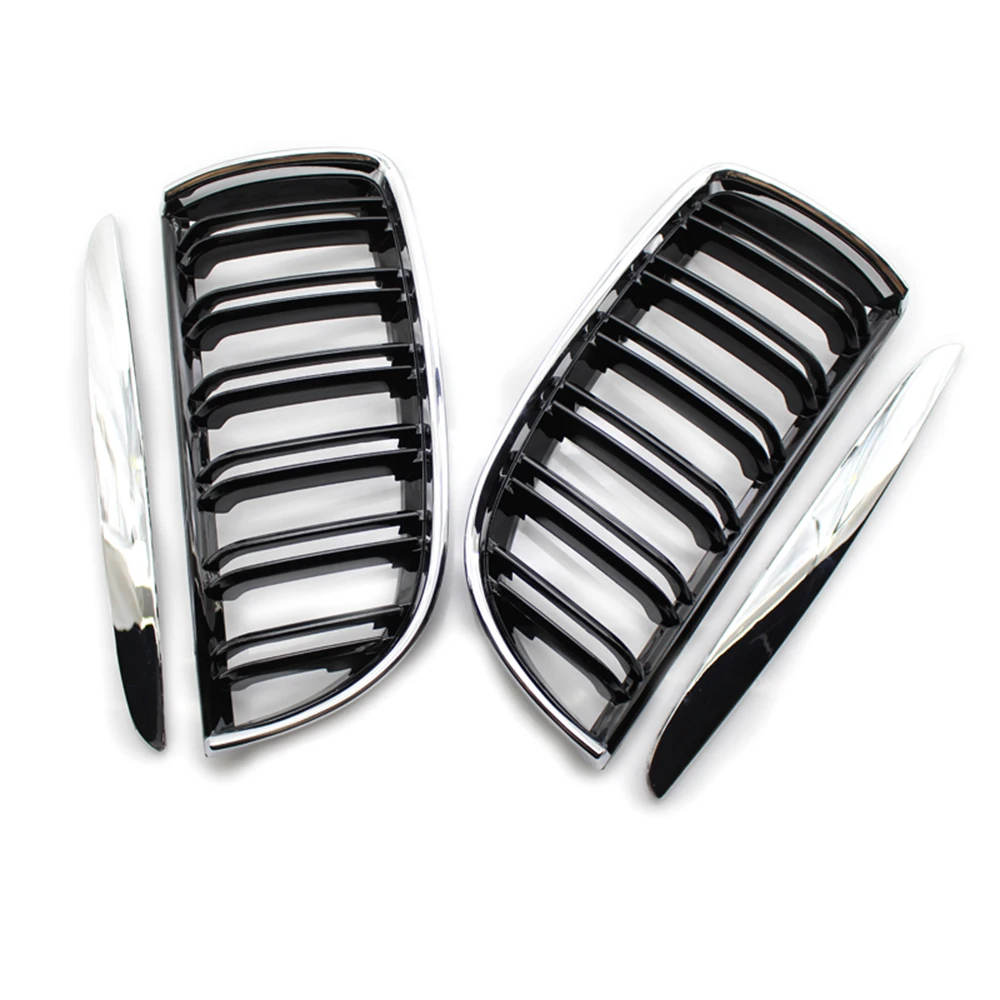 Хром глянец Черный двойной линии передний бампер автомобиля почек гриль решетки