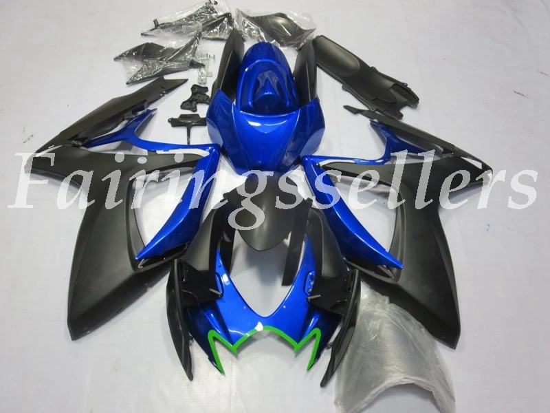 Matte Black blue Литье под давлением ABS мотоцикл обтекатели комплект подходит для Suzuki GSXR 600-750 K6 2006 2007 06 07 обтекатели оранжевый синий - Цвет: Matte Black blue