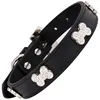 Cats Dogs Collar Leather Adjustable Decoration Bling Dog Bone Pendant Necklace Pet Collar with Rhinestones Pet Accessories Stuff 2
