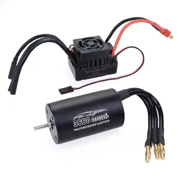 

Surpass Hobby 3660 Waterproof 4Pole 3.175mm Unsensed Brushless RC Car Motor+60A ESC For 1/8/10 Vehicle Models