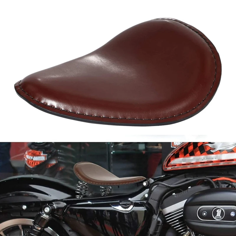 Коричневое кожаное мотоциклетное сиденье для водителя Honda Sportster Bobber Chopper в стиле