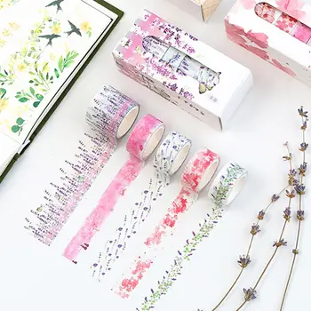 

5Pcs Beautiful Flower Washi Paper Tape Stickers DIY Scrapbook Diary Album Decor