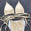 GNIM Sexy Brazilian Thong Bikini Mujer Swimwear Women 2022 Bandage Solid Swimsuit Micro Bikini Set Summer Beachwear Swim Suit ► Photo 3/6