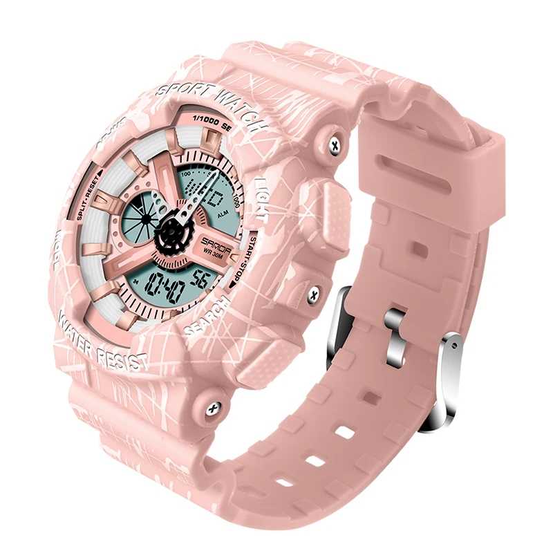 

Fashion Pink Ladies Sports Watches Waterproof LED Display Quartz Wristwatch Shock Resistant Swim Clock For Girl relogio feminino