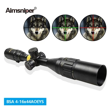 online Caça Bsa óptica 4-16x44 Aoeys Riflescope Tático Vermelho Verde Iluminação Rifle Scope Visão óptica Para Sniper Airsoft Arma