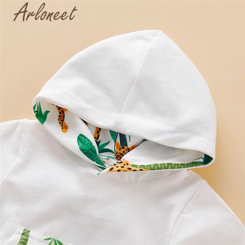 Одежда arloneet/свитер с капюшоном для маленьких девочек хлопковый белый топ, брюки для годовалых девочек с героями мультфильмов, комплект из 2 предметов, зимняя одежда с длинными рукавами для девочек