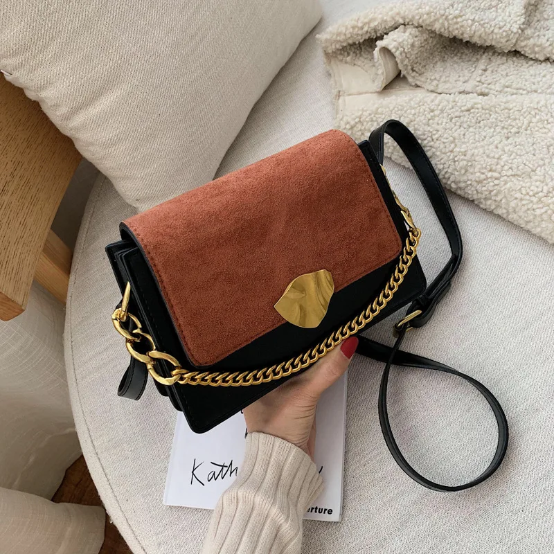 

2019 Autumn New Style Textured Dull Polish Small Bag Women's Vintage bai da xiao Square Bag Chain-Style Crossbody Bag