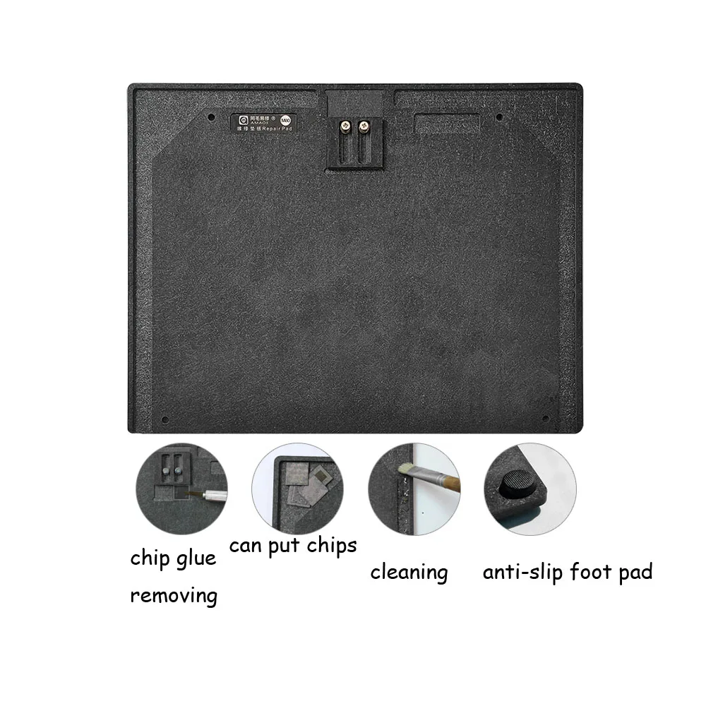 

Amaoe M80 Repairing Pad with Buckle Quick IC Chip Glue Removing Synthetic Stone Pad Non-Slip Black Mat for Phone Repairing