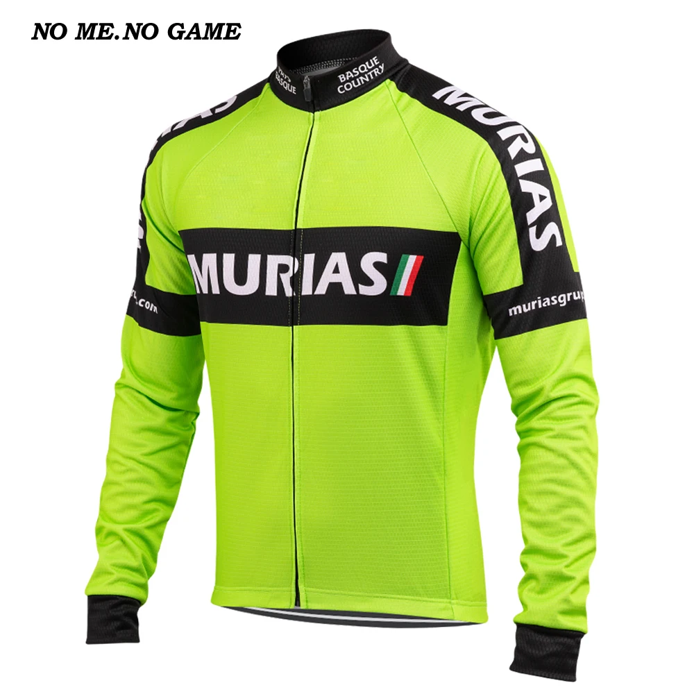

EUSKADI Murias Team Winter Cycling Jersey Long Sleeve Green Bike Jersey Thermal Fleece Maillot Ropa Ciclismo Invierno Keep Warm