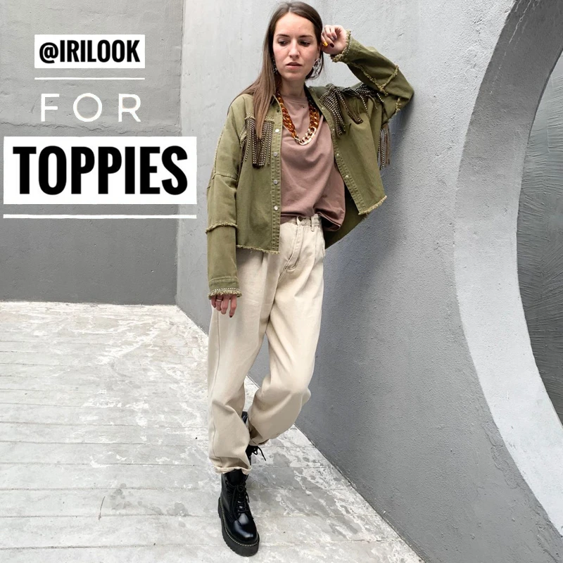 discount  2019 Autumn Tassels Denim Jacket Loose Army Green Button Coat Woman Jeans Jacket Irregular Hem Stre