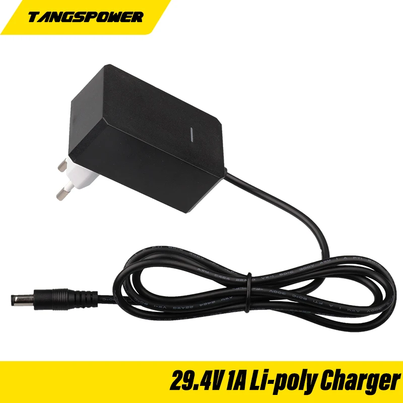 리튬 이온 배터리 벽 충전기, AC 100V-240V EU/US 플러그, 29.4V 1A 18650 리튬 배터리 충전기, DC5.5 * 2.1mm, 24V 25.2V