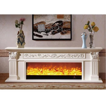 Living Room Decorating Warming Fireplace TV Stand Wooden Mantel W200cm Electric Firebox Insert LED Optical Artificial Flame