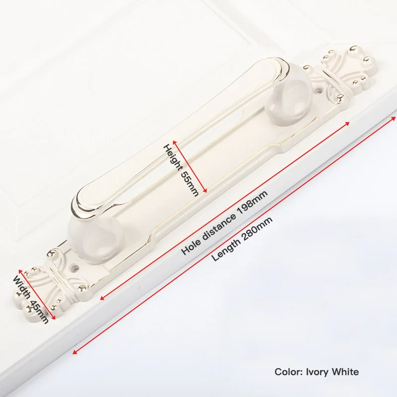 Ivory White 198mm Модные Винтажные дверные ручки для кухонных дверей из цинкового сплава в европейском стиле, нажимные дверные ручки для межкомнатных дверей - Цвет: Ivory White 198mm