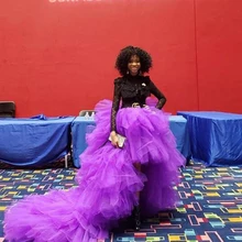 Трендовые фиолетовые эластичные тюлевые юбки с высокой талией для женщин, Многоуровневая Длинная женская официальная юбка-пачка для взрослых, Свадебная Тюлевая юбка