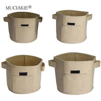 

MUCIAKIE Potato Grow Bags Khaki Nursery Tomato Plant Bucket Fabric Grow Pot Garden Flower Seeding Bags