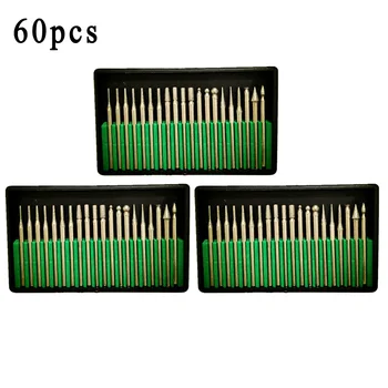 

60 Pcs Set Diamond Burr Bits Drill Rotary Multi Tool Kit Grinding For Wood DIY