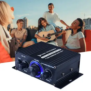 

Mini Hifi Audio Power Amplifier 2ch Power Amplifier Distortion Light Low For Home Sound Systems Blue Led P9W5