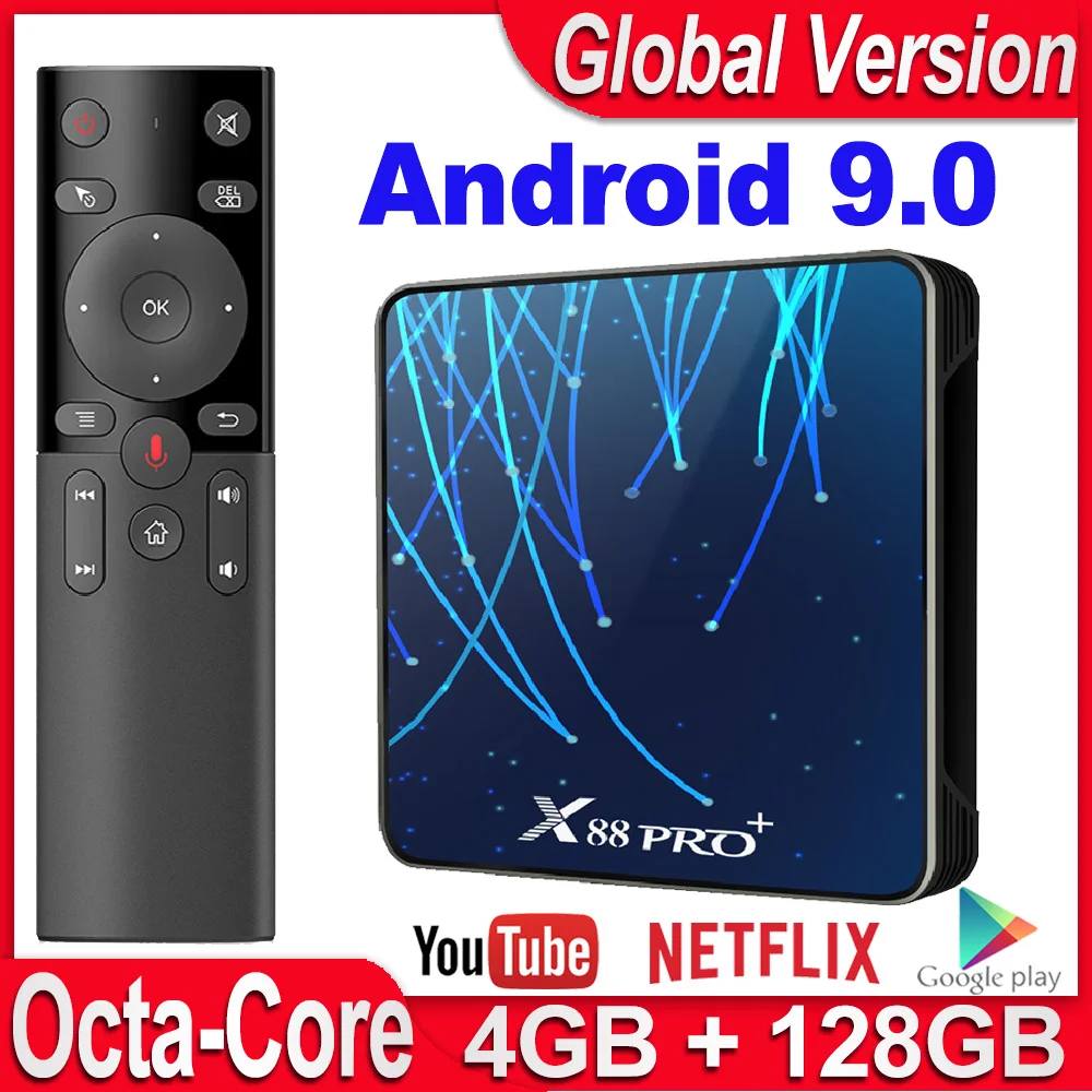 X88 PRO Plus Смарт ТВ приставка Android 9,0 Rockchip RK3368PRO Восьмиядерный медиаплеер 4 ГБ 32 ГБ/64 Гб/128 Гб 4 к 60fps WiFi USB3.0 BT4.0