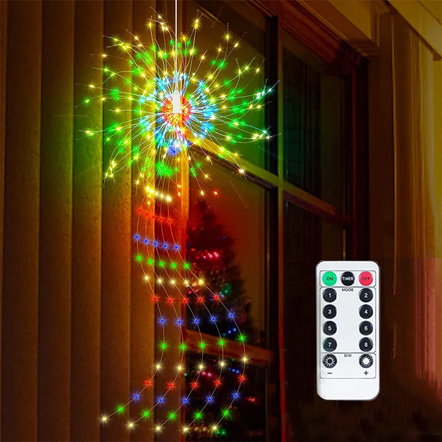 200 Led Starburst Firework String Light Outdoor Hanging Christmas Fairy