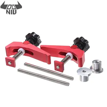 

DANIU 2Pcs/set Aluminum Alloy Quick Acting Hold Down Clamp T-Slot T-Track Clamp Set with Metal Box Woodworking Tool