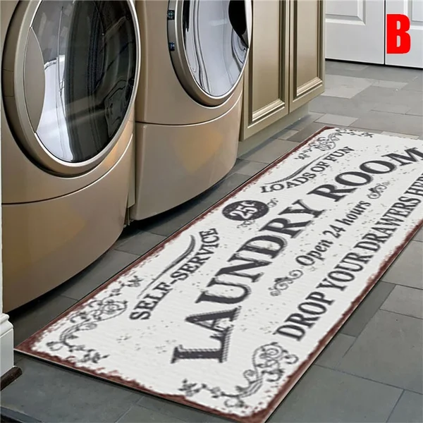 Non-Slip Floor Mat Bath Mat Entrance Doormat Self-Service Laundry Bathroom Kitchen Carpet Laundry Room Decor Print Lounge Rug