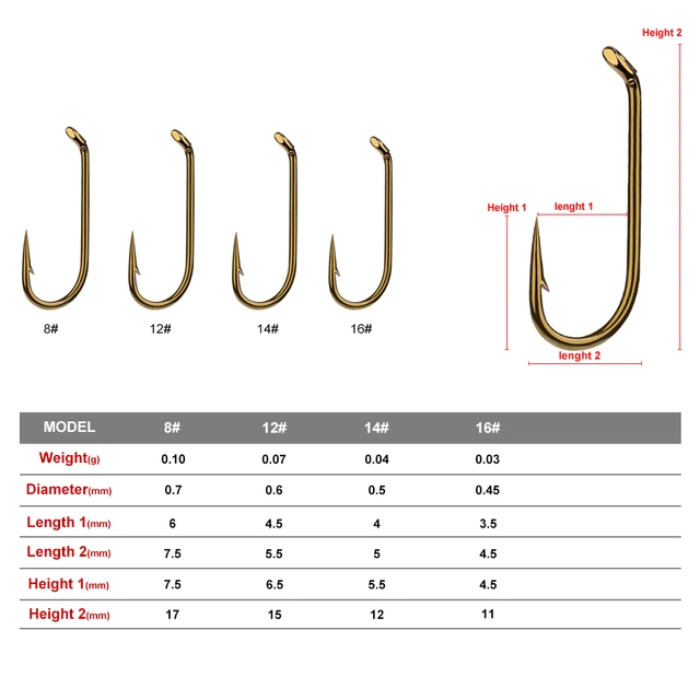 200pc Fly Fishing Hook 8000-8/12/14/16 Size Fishhook Fly Hooks Fishing Trout  Salmon Dry Flies Fish Hook - AliExpress