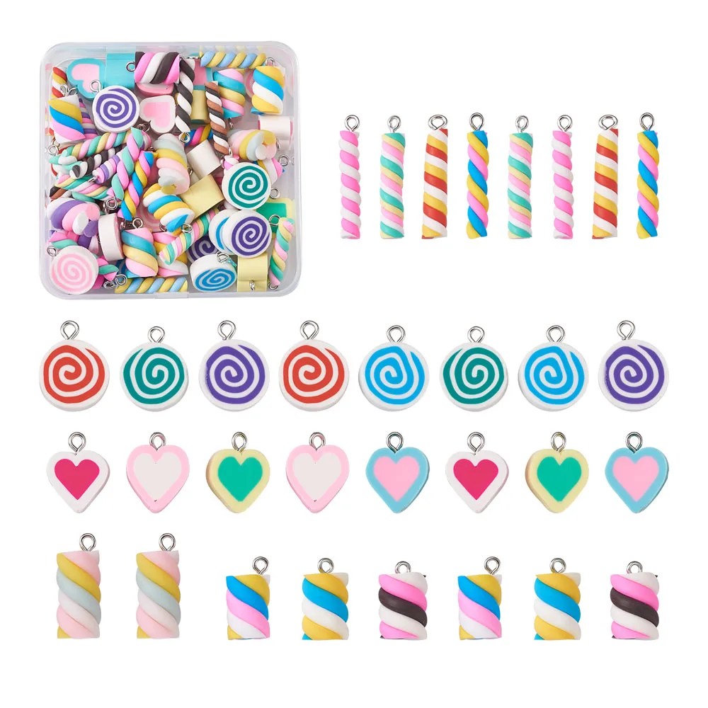 1 Box 42Pcs Sweet Candy Charms Lollipop Gummy Bear Resin Slime