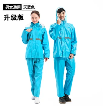 

Thick Rain Coat Rain Jacket Pants Mens Waterproof Jacket Raincoat Set Windproof Breathable Impermeable Poncho Outdoor