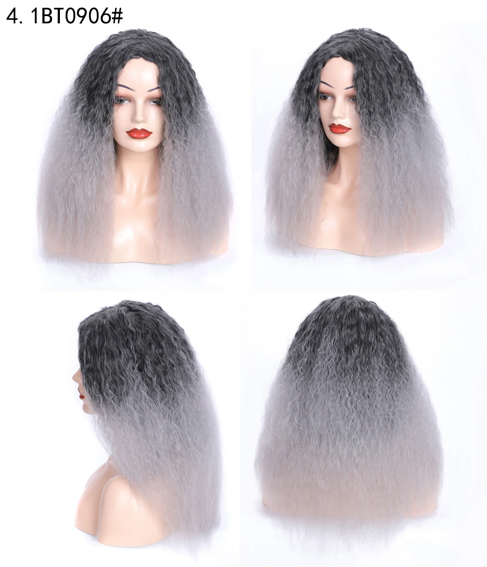 color wigs silver gray synthetic wig siber female long curly wave hair wigs corn perm fluffy