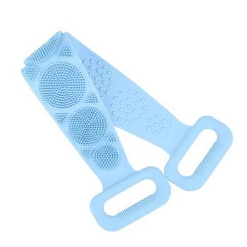 

Blue Bath Body Brush, Exfoliating Long Silicone Back Scrubber, Easy to Clean, Lathers Well, Eco Friendly, Long Lasting