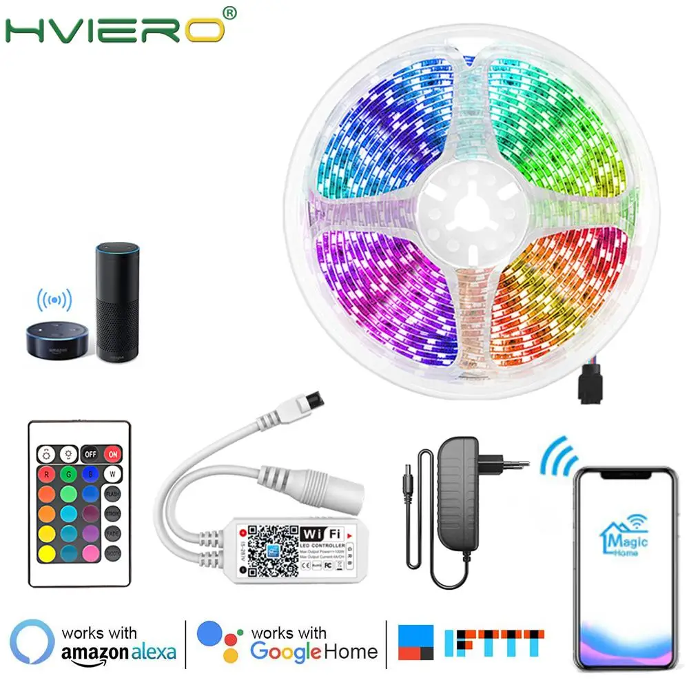 Лента светодиодная SMD 5050 2835 12 В постоянного тока 5/10/15 м с Wi Fi Шоппинг карнавальный