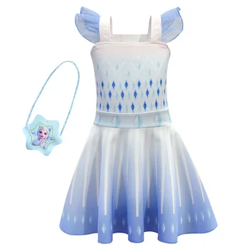 

New kids Princess Party Cute elza Dress Casual Girls Dress Summer Flounce Child Fashion Elsa Short sleeve Party Anna clothes
