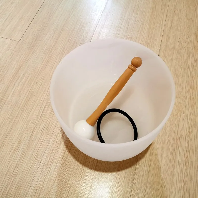 

432Hz Chakra Crystal Singing Bowl 8 INCH Frosted Quartz Note C/D/E/F/G/A/B free rubber mallet and o-ring